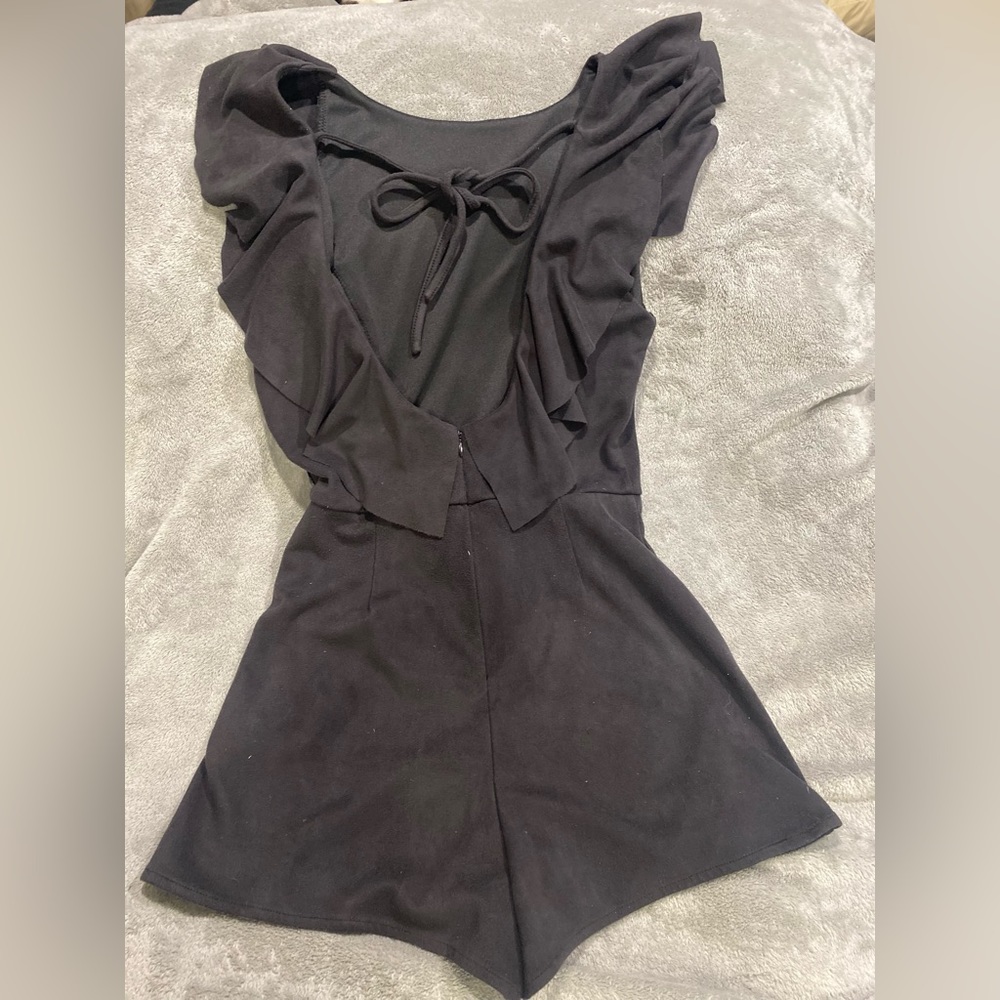 Black Suede Romper- Medium